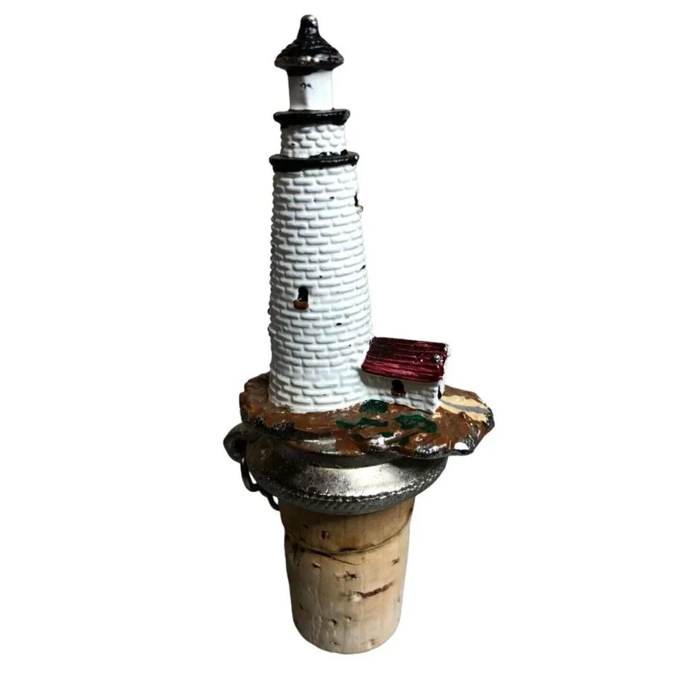 WTU Lighthouse Bottle Stopper Wine Liquor with Chain 3.75